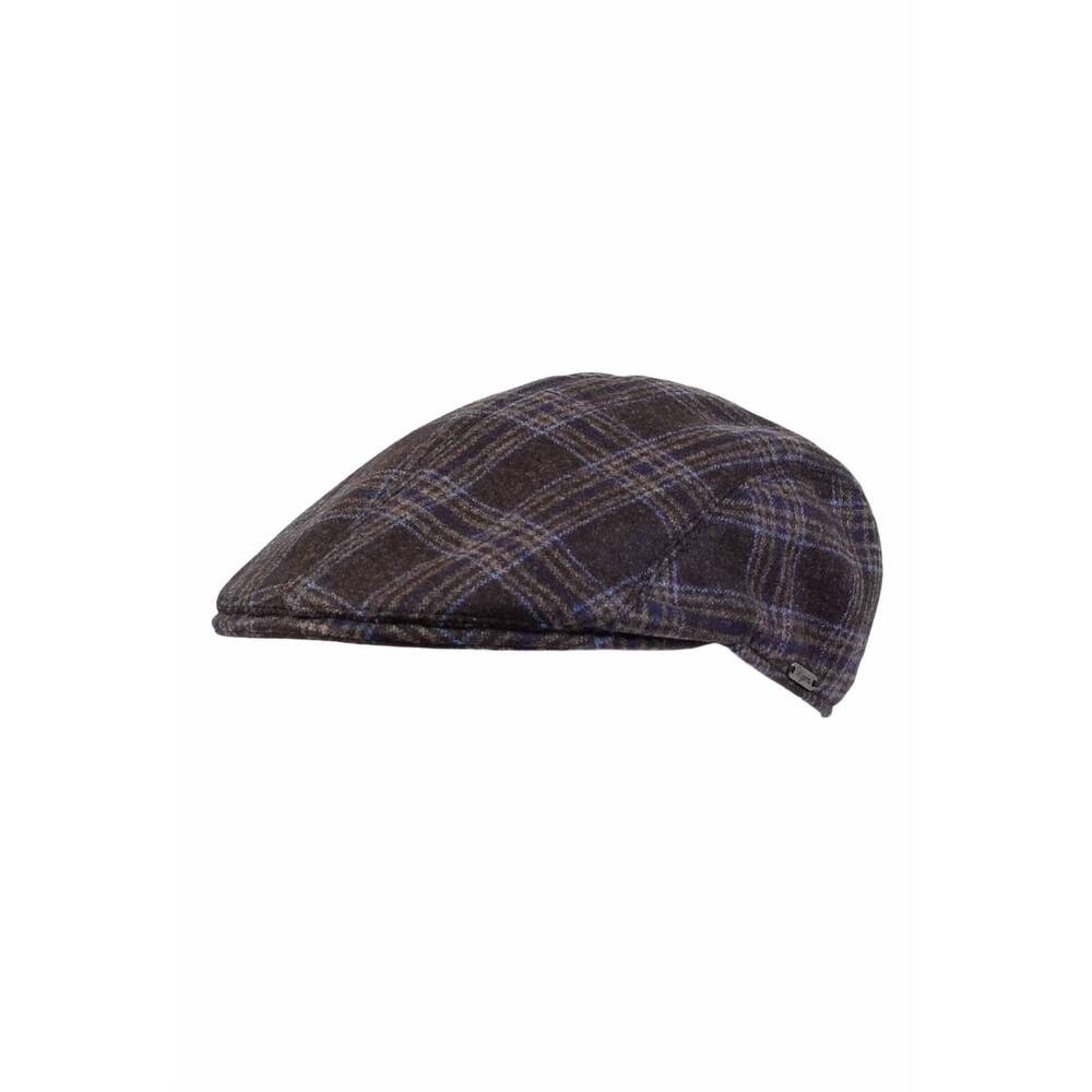NEW WIGENS men's ivy modern flannel check wool and silk cap in brown